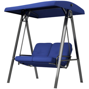 Balancelle d'extérieur 2 places avec auvent réglable, bleu foncé