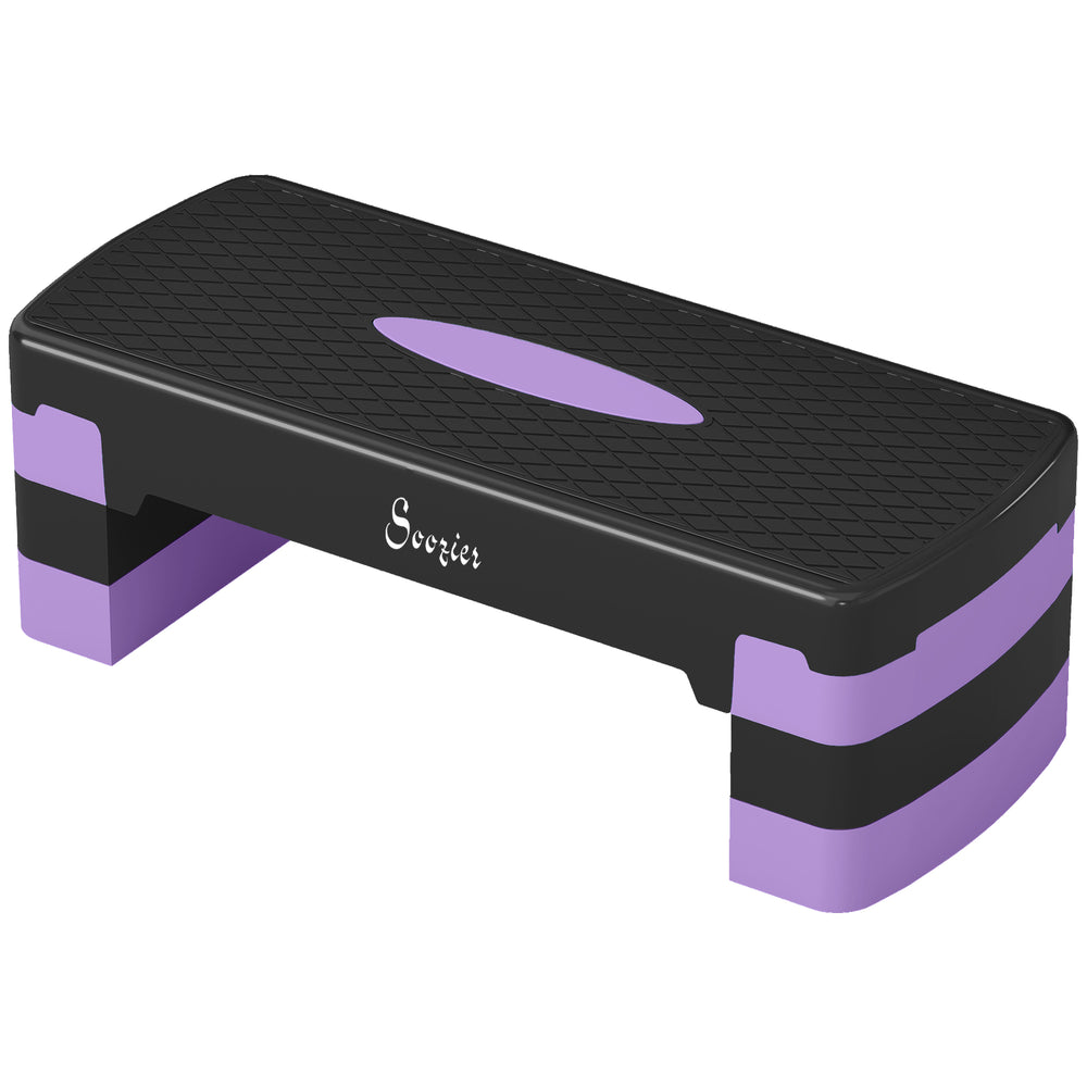 Plateforme de step aérobique réglable en hauteur (4", 6"/8"), avec rehausseurs, violet