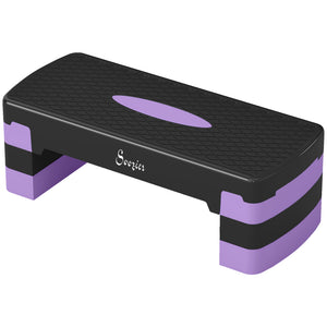 Plateforme de step aérobique réglable en hauteur (4", 6"/8"), avec rehausseurs, violet