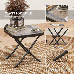 Ensemble bistro pliant avec chaises à dossier réglable et table à plateau en verre, gris