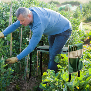Banc et repose-genoux de jardin pliable avec assise en mousse, vert