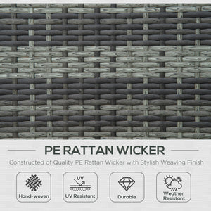 Chaise longue double en osier avec dossier réglable et coussins, noir et gris