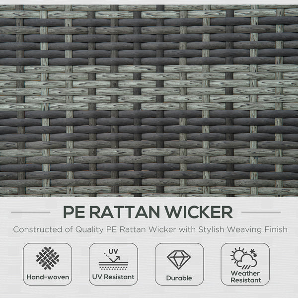 Chaise longue double en osier avec dossier réglable et coussins, noir et gris