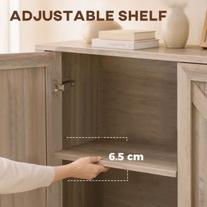Sideboard Buffet, Storage Cabinet with Barn Door and Adjustable Shelf, TV Stand for TVs up to 65 Inches, Light Gray