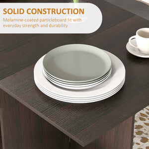Table à manger pliante avec tiroir et étagères de rangement marron foncé