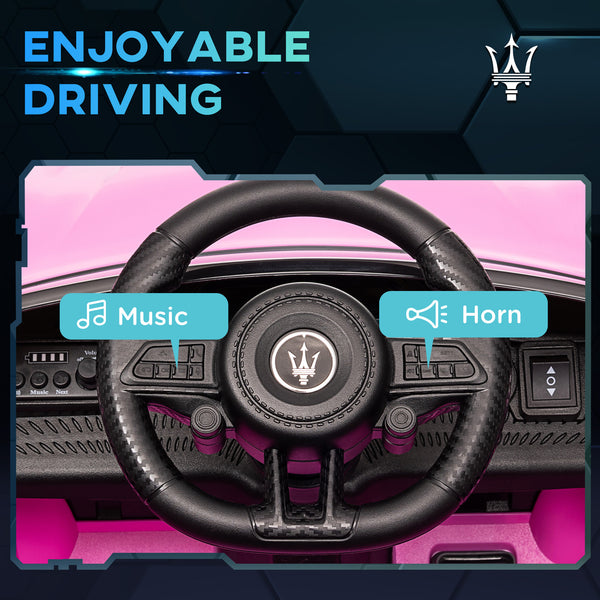 Voiture électrique pour enfants 12V Maserati Gran Turismo sous licence avec télécommande, rose