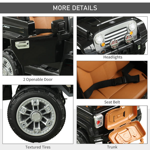 Voiture électrique 12 V pour enfants, modèle Jeep Power Wheels avec télécommande, noir