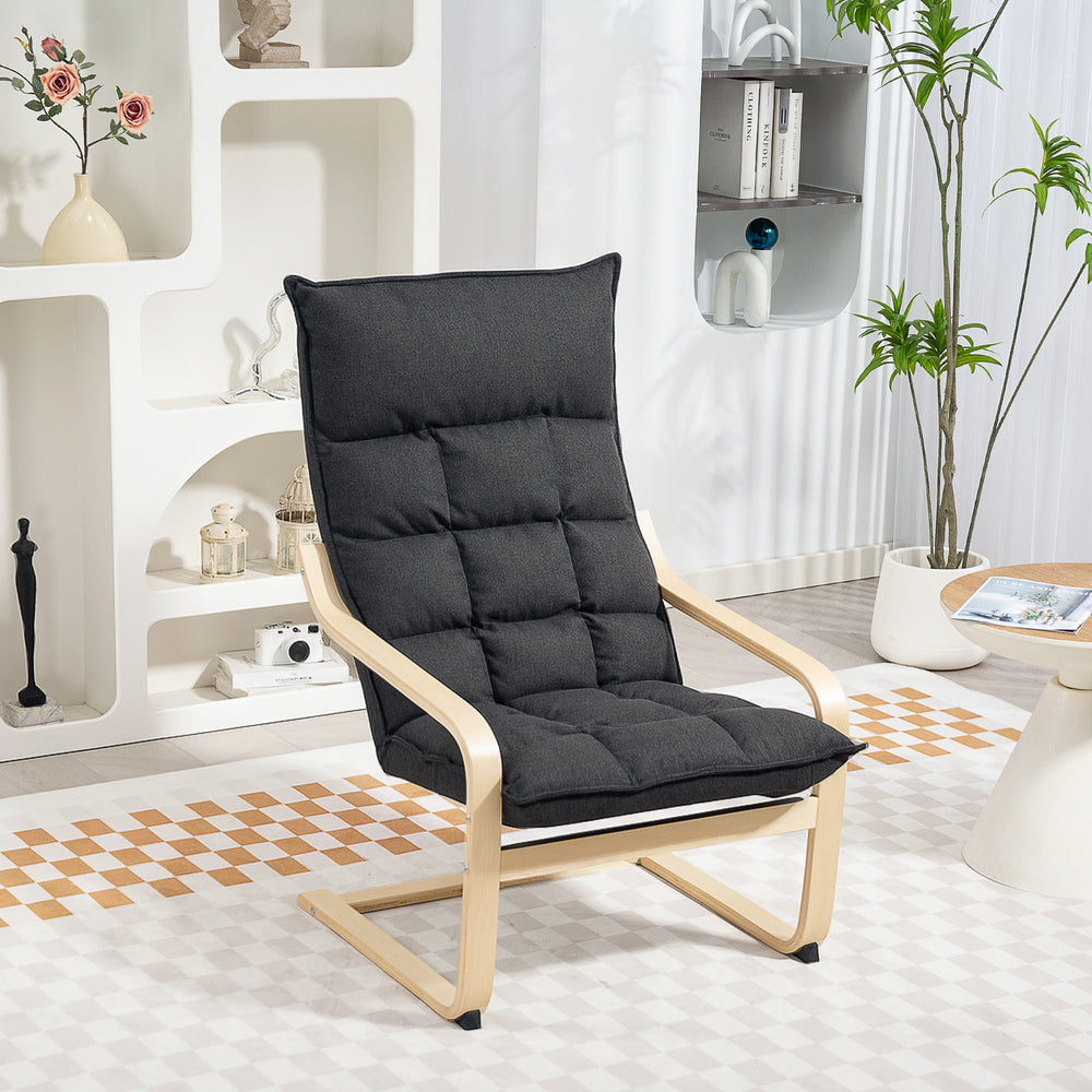 Fauteuil d'appoint rembourré avec pieds et accoudoirs incurvés, gris foncé