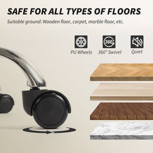 Upholstered reclining office chair with high back, faux leather upholstery, footrest, swivel casters, grey