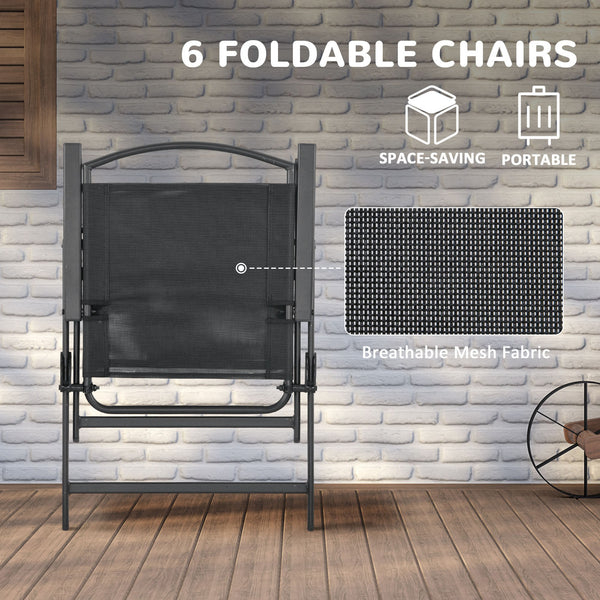 Ensemble de patio 8 pièces avec parasol, noir