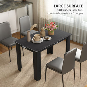 Kitchen table for 4 to 6 people, wood effect, black