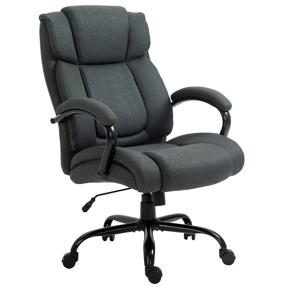 Chaise de bureau grande capacité avec assise large, ressorts ensachés et fonction bascule – Gris charbon