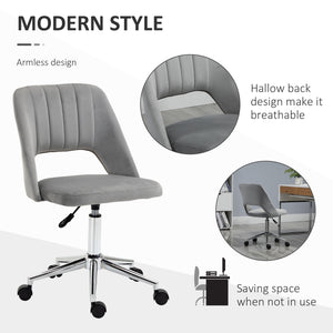 Grey velvet mid-back office chair