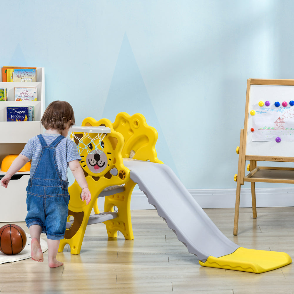 Toboggan 3 en 1 pour tout-petits avec motif lion, de 18 à 36 mois, jaune