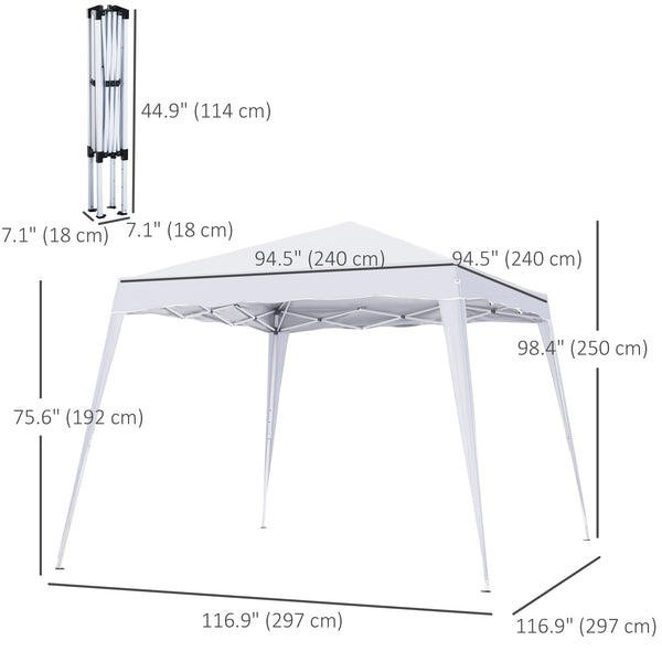 Auvent pliable 8 x 8 avec sac de transport, blanc