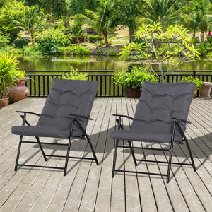 Ensemble de 2 chaises pliantes d'extérieur avec dossier réglable, grises