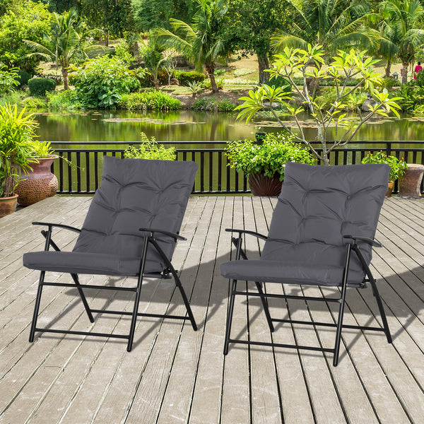 Ensemble de 2 chaises pliantes d'extérieur avec dossier réglable, grises