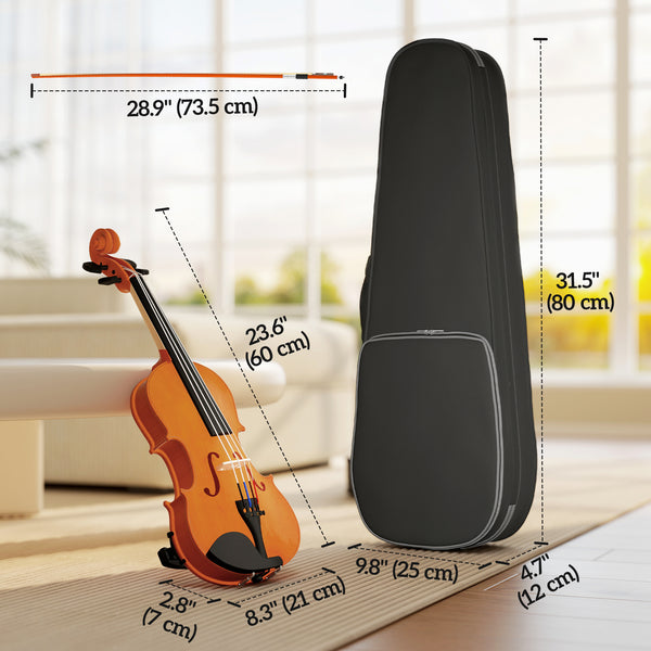 Violon 4/4 pleine grandeur avec archet, étui, colophane et épaulière