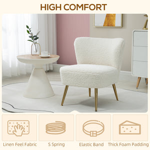 Fauteuil de salon avec rembourrage moelleux et pieds dorés, blanc