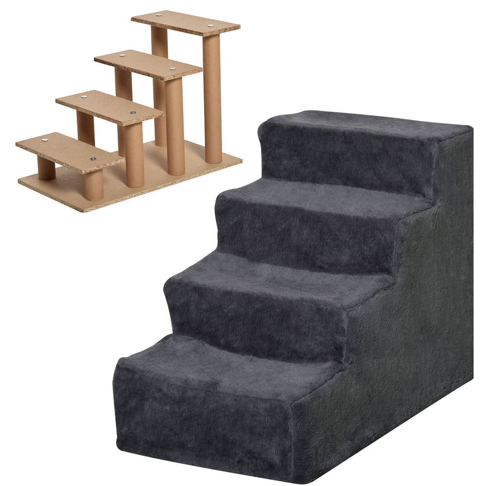 4-step dog ramp with removable cover, dark grey