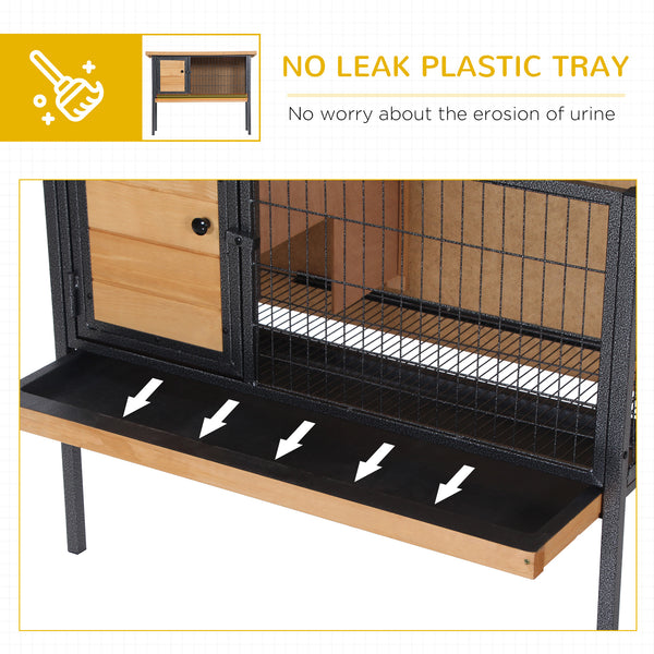 Hutch with tray and openable waterproof roof