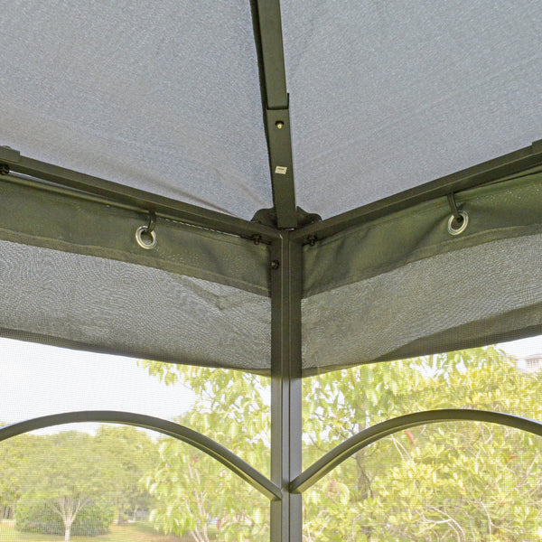 Outsunny 10'x10' Steel Outdoor Patio Gazebo Canopy Gray with Mesh Curtains Shelves |