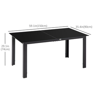 Table de jardin en aluminium rectangulaire, noire