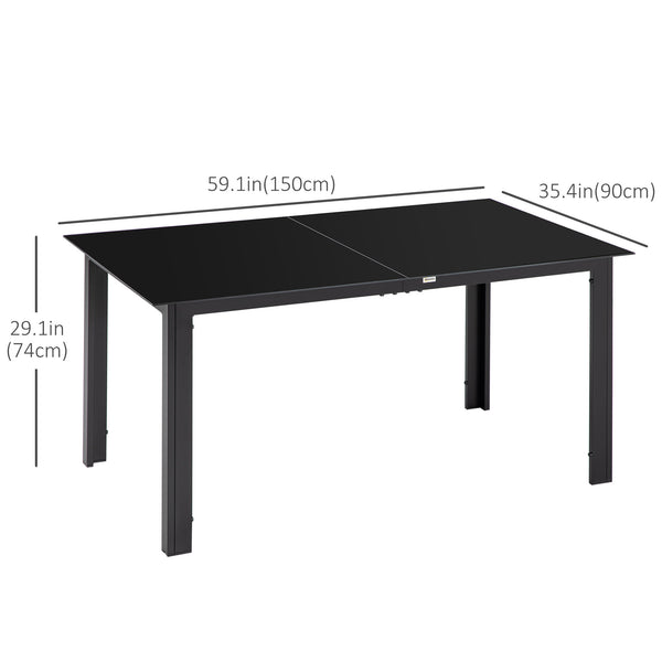 Table de jardin en aluminium rectangulaire, noire