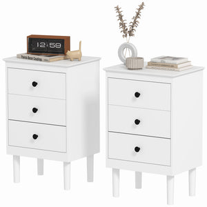 Ensemble de deux tables de chevet modernes à trois tiroirs, blanc