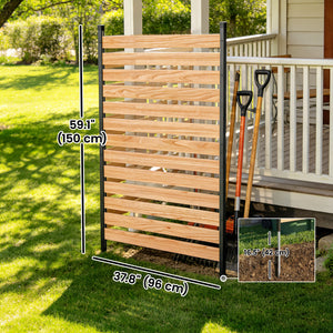 Panneau de séparation, sans creuser, avec planches de bois de sapin et poteaux en aluminium