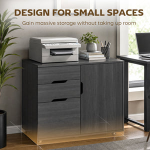 Filing Cabinet with File Drawer File Cabinet with Adjustable Shelf and 3 Drawers Black