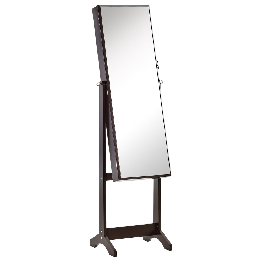 Armoire à bijoux avec miroir, verrouillable, 3 angles réglables, marron
