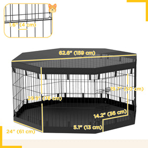 Parc pliable pour chien à 8 panneaux avec tapis de sol