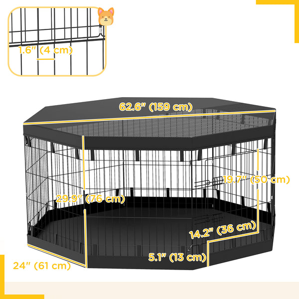 Parc pliable pour chien à 8 panneaux avec tapis de sol