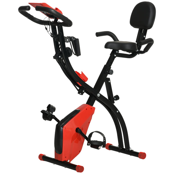 3-in-1 Folding Exercise Bike with 8-Level Magnetic Resistance, Red