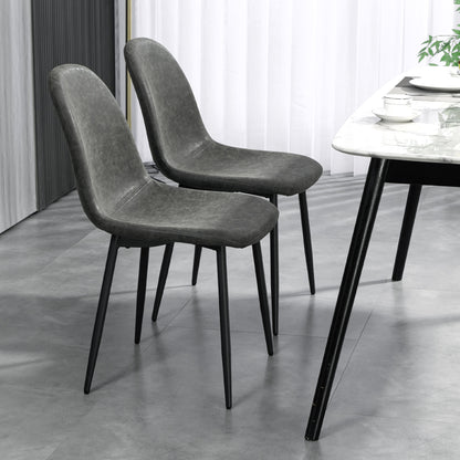 Lot de 4 chaises de salle à manger rétro rembourrées en cuir synthétique