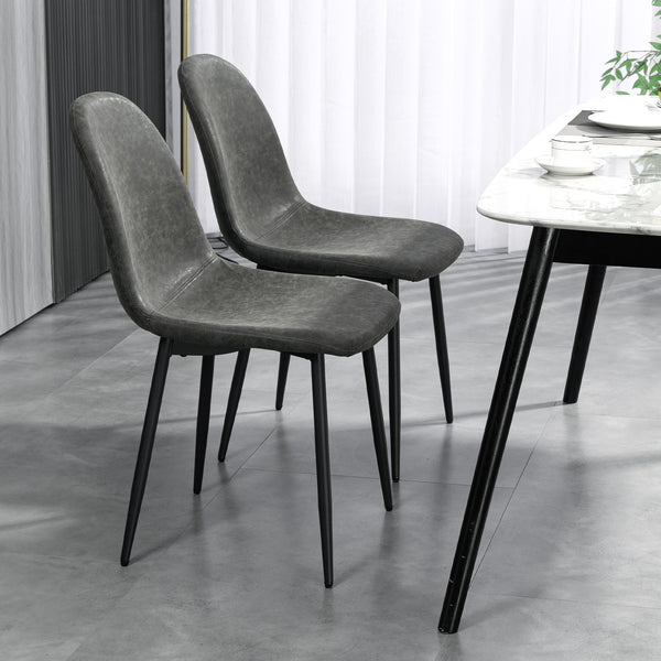 Lot de 4 chaises de salle à manger rétro rembourrées en cuir synthétique