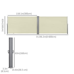 Mur d'intimité extérieur double et rétractable, blanc crème