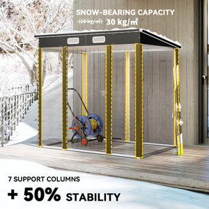 Abri de jardin galvanisé en métal avec double porte et 2 aérations, teck