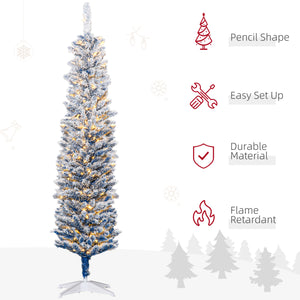 Sapins de Noël artificiels givré de 6 pieds pré-éclairés