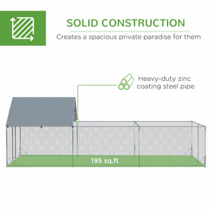 Metal chicken coop with waterproof and anti-UV cover