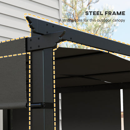 Pergola en métal 10' x 10' d'extérieur avec auvent rétractable, gris anthracite