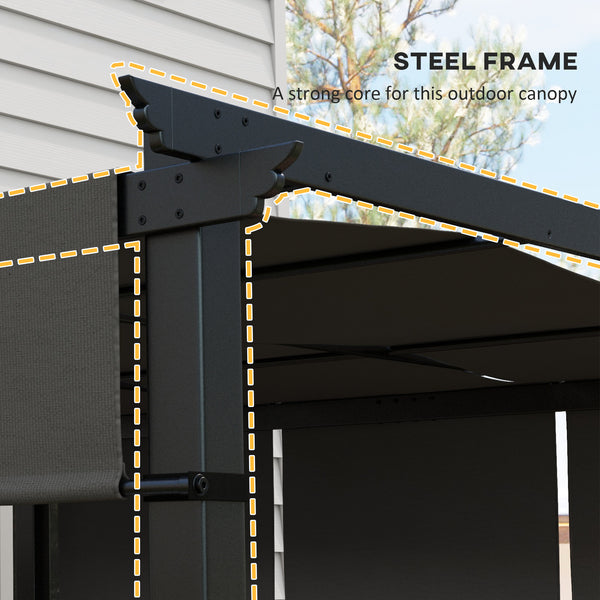Pergola en métal 10' x 10' d'extérieur avec auvent rétractable, gris anthracite