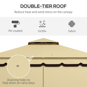 Outsunny 10' x 12' Double Roof Patio Gazebo Canopy, Outdoor Gazebo Shelter with Netting &amp; Curtains, for Garden, Lawn and Deck |