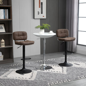 Set of 2 Counter Height Swivel Bar Stools with Adjustable Height, Backrest and Footrest, in PU Leather