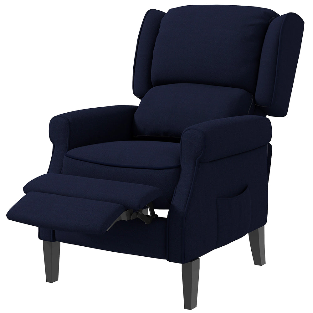 Fauteuil de massage inclinable à dossier relevable, bleu
