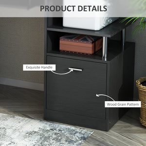 Bureau d'ordinateur en bois pour ordinateur portable avec étagère de rangement et tiroir, noir