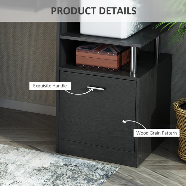 Bureau d'ordinateur en bois pour ordinateur portable avec étagère de rangement et tiroir, noir