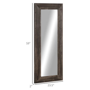 Miroir pleine longueur style farmhouse, marron foncé