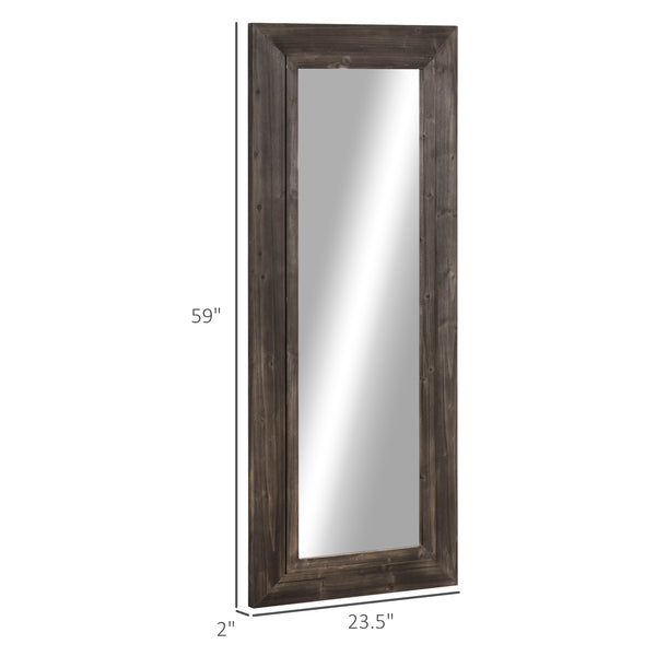 Miroir pleine longueur style farmhouse, marron foncé